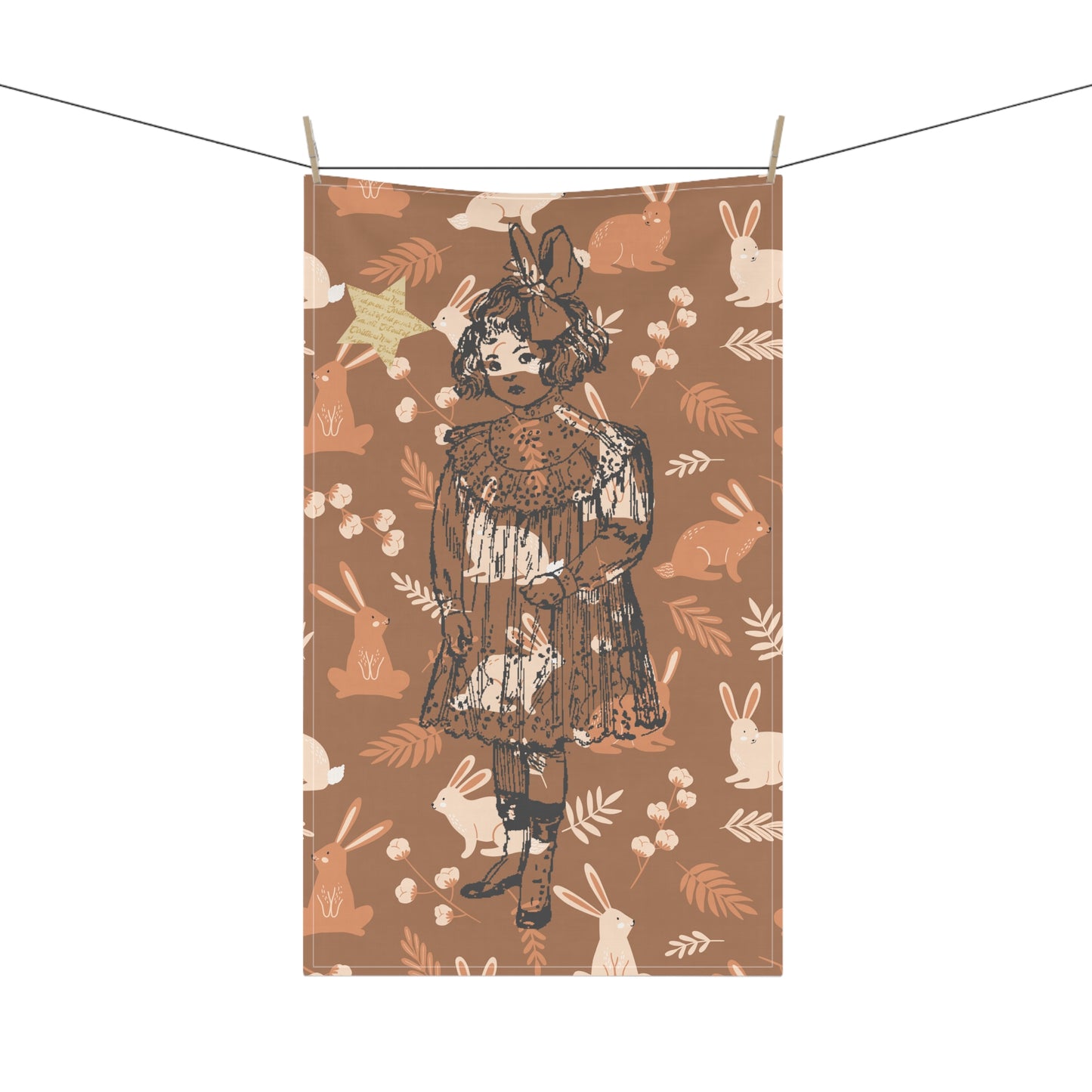 Vintage Girl & Bunnies Tea Towel