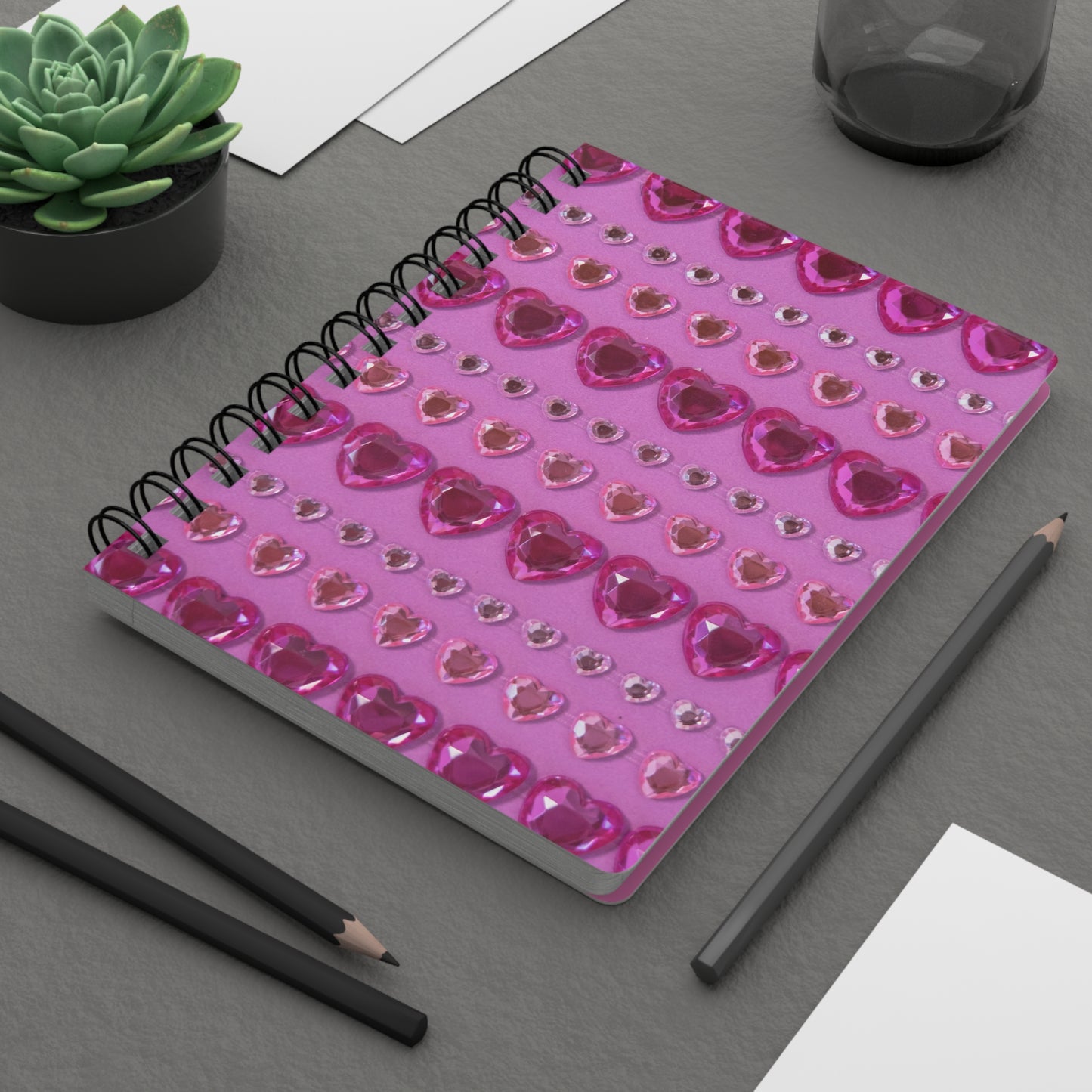 Pink Gem Heart Spiral Journal