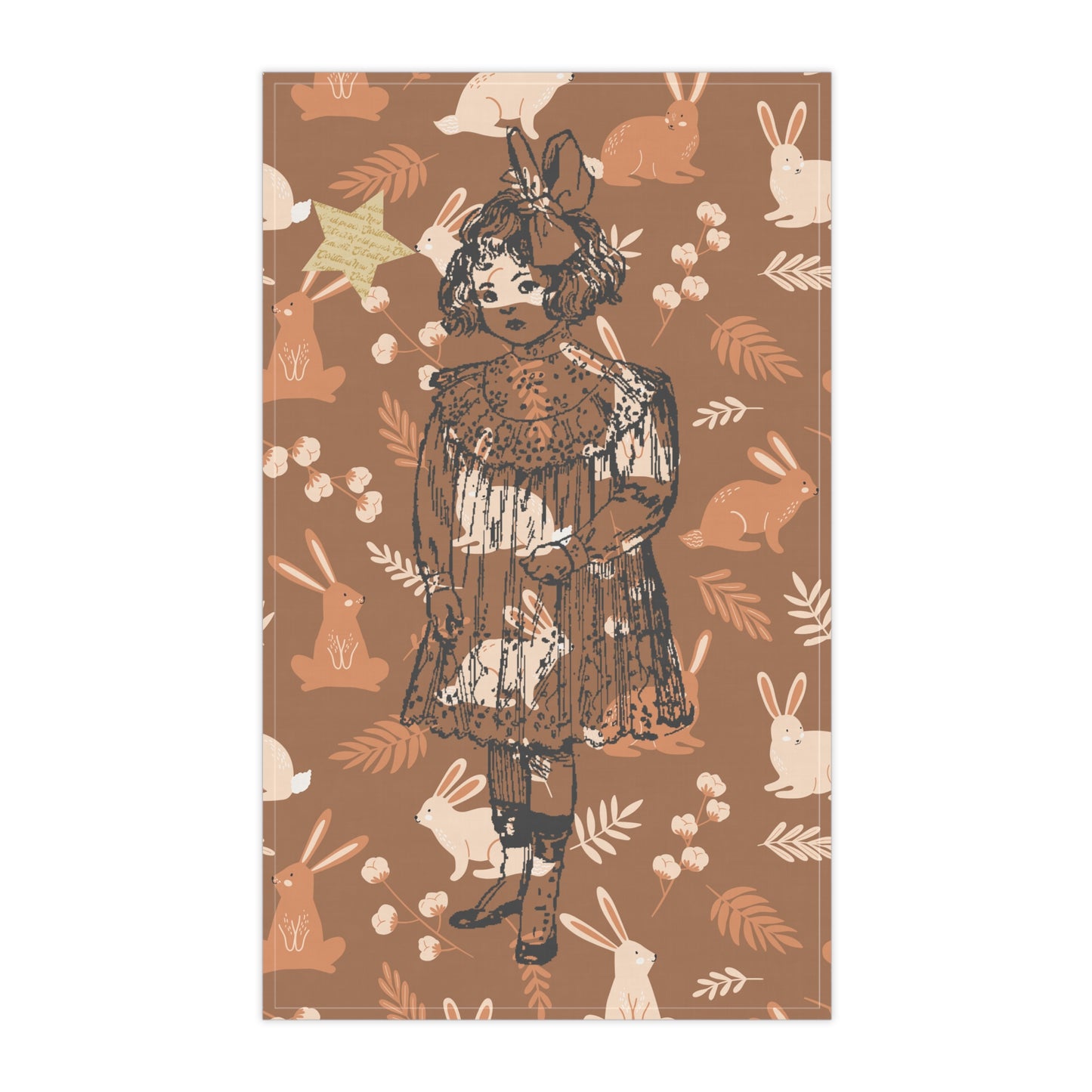 Vintage Girl & Bunnies Tea Towel