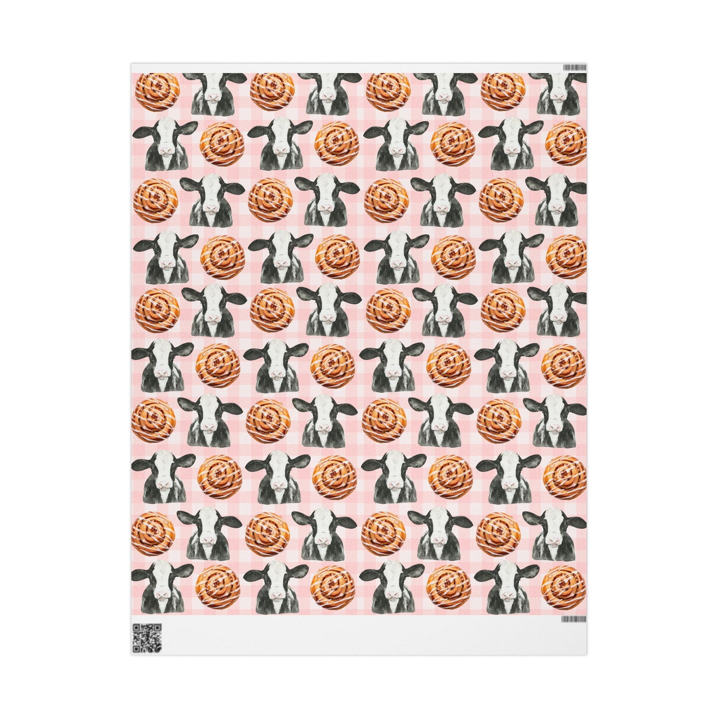 Cinnamon Roll & Cow Pattern Wrapping Paper — Cute Gift Wrap
